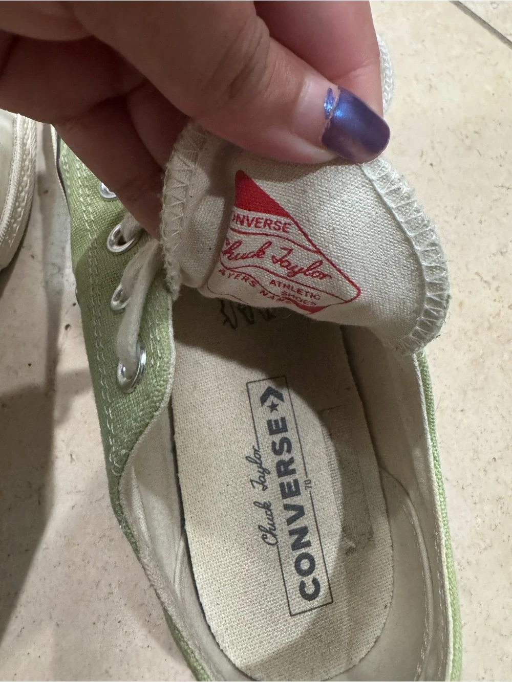Converse Low Top Canvas Sneakers - Light Green with White Accents - Picture 4 of 6